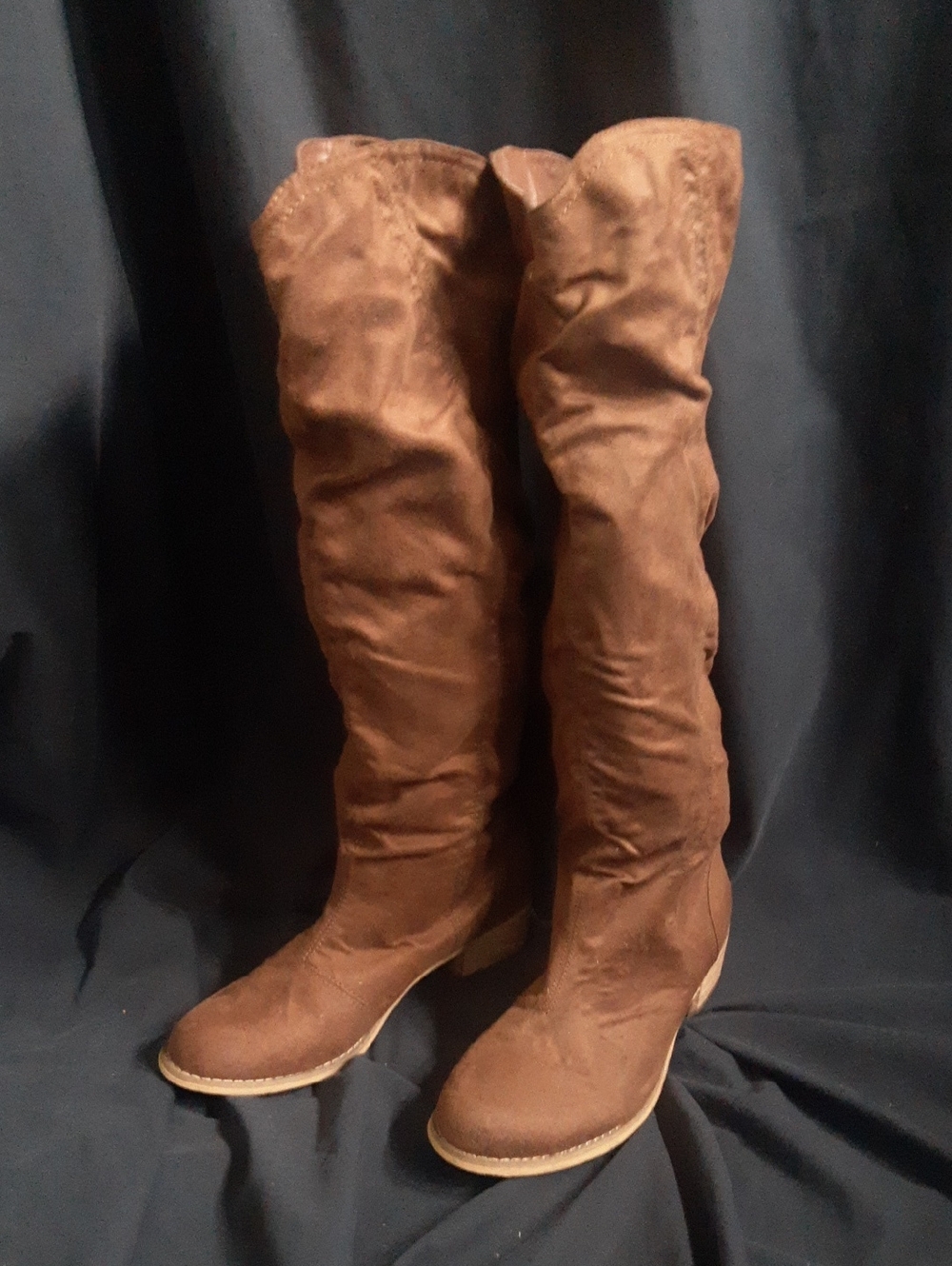 Women's Over-the-Knee Slouch Boot in Brown Suede-Look